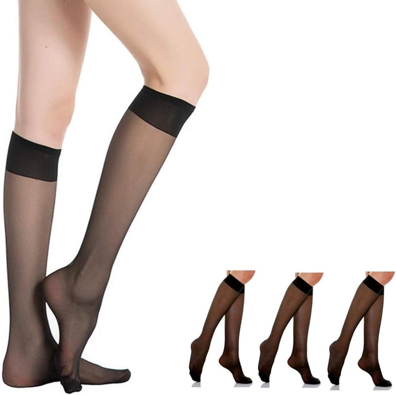 W. MM Women Sheer Knee High Stockings 20 Denier (3PCS One Size) - Image 1